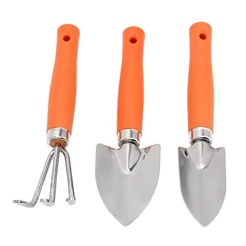 Garden Hand Tools, Wide Shovel Glossy Polishing Gardening Tool Set Stainless Steel Rake Narrow Shovel Practical Orange for Bonsai Pl