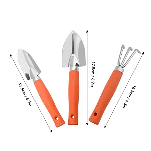 Garden Hand Tools, Wide Shovel Glossy Polishing Gardening Tool Set Stainless Steel Rake Narrow Shovel Practical Orange for Bonsai Pl