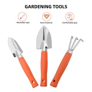 Garden Hand Tools, Wide Shovel Glossy Polishing Gardening Tool Set Stainless Steel Rake Narrow Shovel Practical Orange for Bonsai Pl