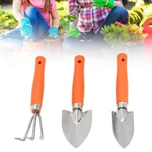 Garden Hand Tools, Wide Shovel Glossy Polishing Gardening Tool Set Stainless Steel Rake Narrow Shovel Practical Orange for Bonsai Pl