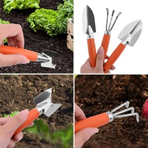 Garden Hand Tools, Wide Shovel Glossy Polishing Gardening Tool Set Stainless Steel Rake Narrow Shovel Practical Orange for Bonsai Pl