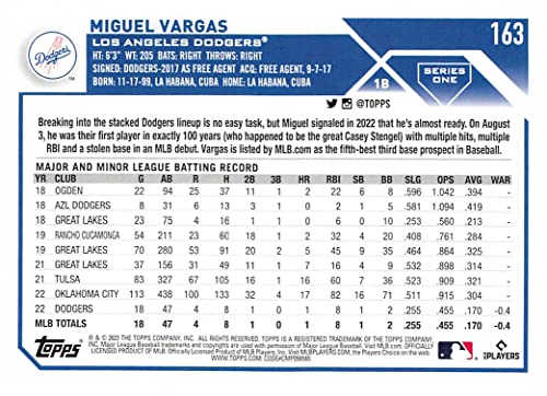 2023 Topps Series 1#163 Miguel Vargas Rookie Card