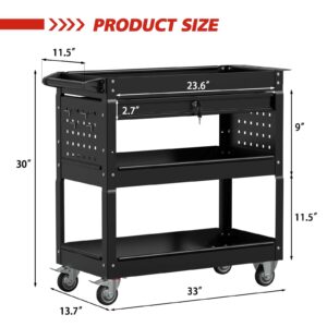 Tool Cart&Tool Chest,4-Wheel Tool Cart,Rolling Tool Cart,Tool Storage Cart,Tool Cart with Ball-Bearing Slides, Tool Cart for Garage and Warehouse (Black)