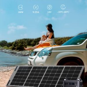 AFERIY Protable Solar Panels 200 Watt for Solar Generator with Kickstand, Foldable Mono Cell Solar Charger with USB DC Outputs for Phones Camera, (AF-S200)