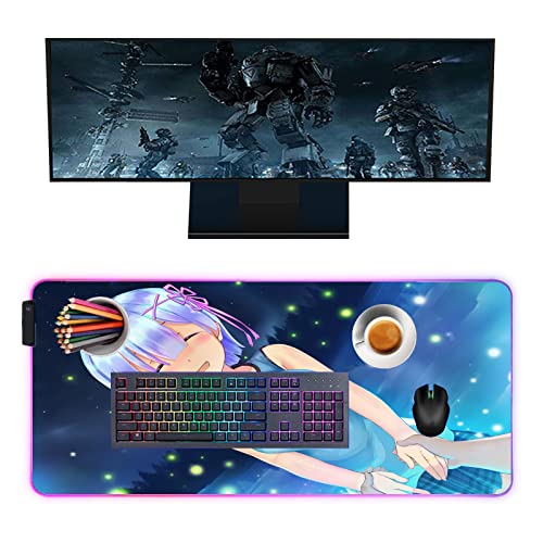 Mouse Pads Sexy Anime Girl Butt RGB Large Mouse Pad Gamer Computer LED Backlit Keyboard Gaming Accessories Desks 35.43 inch x15.74 inch -A5