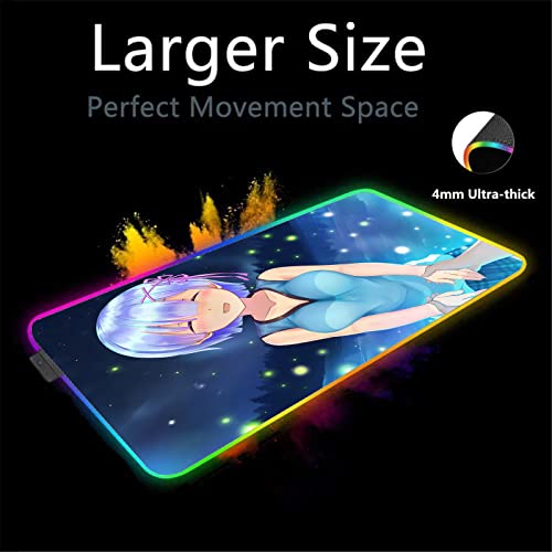 Mouse Pads Sexy Anime Girl Butt RGB Large Mouse Pad Gamer Computer LED Backlit Keyboard Gaming Accessories Desks 35.43 inch x15.74 inch -A5