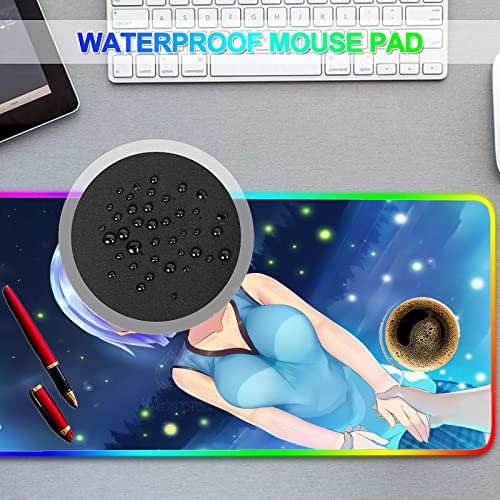 Mouse Pads Sexy Anime Girl Butt RGB Large Mouse Pad Gamer Computer LED Backlit Keyboard Gaming Accessories Desks 35.43 inch x15.74 inch -A5