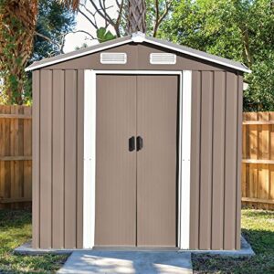 Morhome 6FTx4 FT Patio Bike Shed Garden Shed, Metal Storage Shed with Lockable Door, Tool Cabinet with Vents and Foundation for Backyard, Lawn, Garden