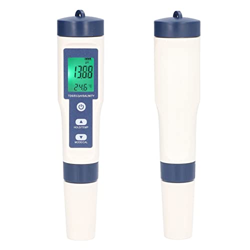 5-in-1 Digital Water Quality Meter with Backlit, PH Salinity Temperature TDS EC Tester for Drinking Water, Aquaculture, and Swimming Pools