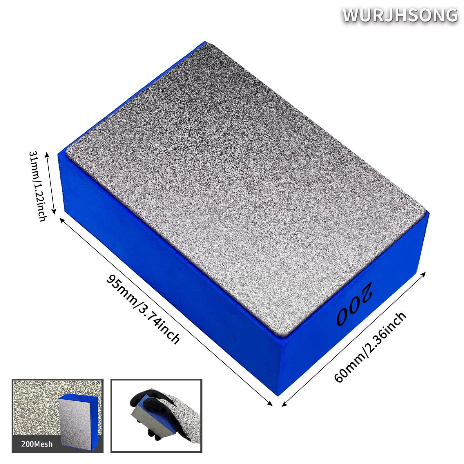 Diamond Hand Polishing Pads(4Pcs) Diamond Sanding Blocks Reusable Foam Sanding Blocks for Sanding Concrete Glass Stone Granite Marble Tile Stone Trimming Deburring (Full Sand 4PCS (Mixed))