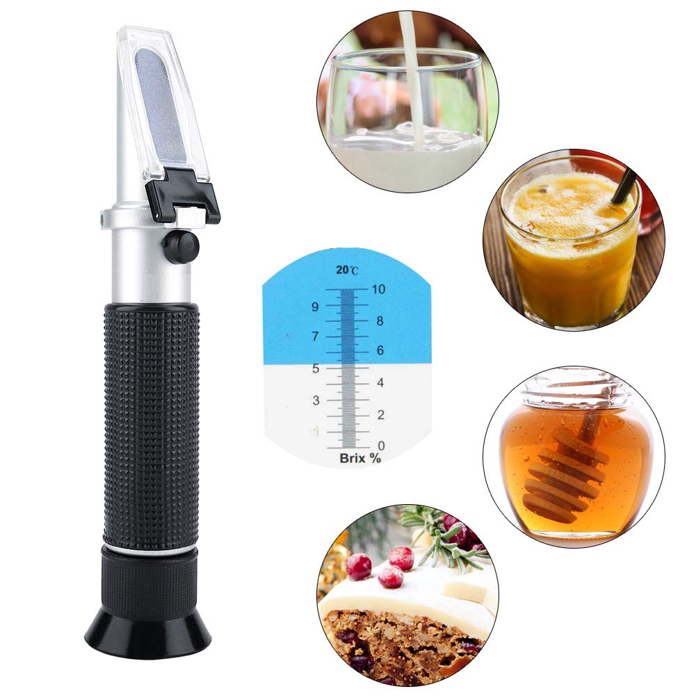 Estink Brix Refractometer, Professional 0~10% Brix Refractometer Portable Jam Beer Milk Fruit Juice Sugar Tester Meter for Beer, Fruit Juice, Milk, Jam, Honey