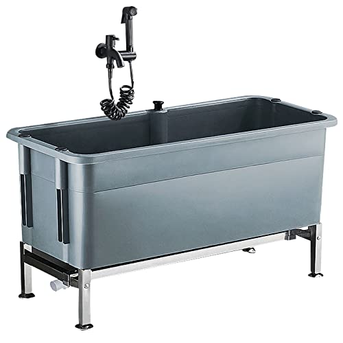 taimowei Wash Station Portable Bathroom/Warehouse/Kitchen Sink Mop Service Basin with Drain Button and Faucet Slop Sink