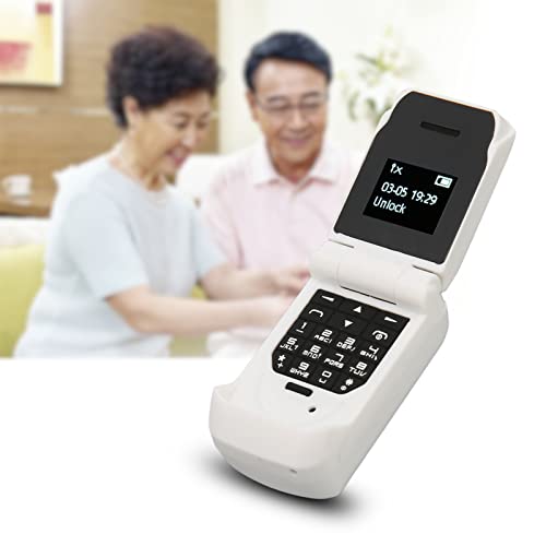 Seniors Flip Cell Phone, 2G GSM Mini Easy to Use Mobile Phone for Elderly Kids, Big Buttons Loud Volume, 0.66 Inch OLED Screen, 32+64MB, 300mAh Battery Bluetooths (White)