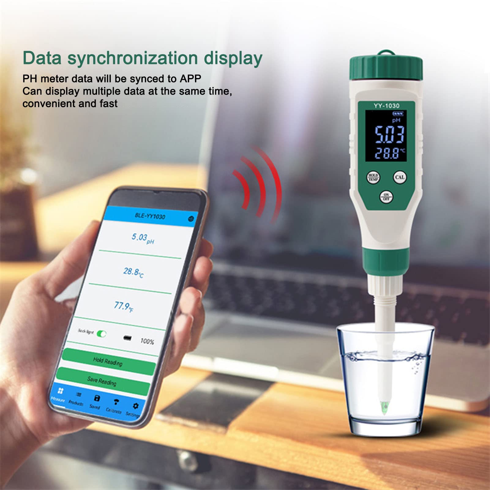 Hztyyier Digital PH Meter Portable Measuring Testing PH Meters PH Tester for Water High Accuracy Pocket Size Water Testing Meter Thermo-Hygrometer