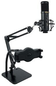 rockville solo-cast pro 24 bit 192khz usb computer microphone pc zoom mic+stand bundle istand 85 dual desktop boom arm stand