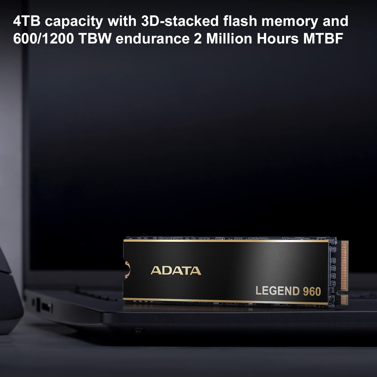 ADATA 4TB SSD Legend 960, NVMe PCIe Gen4 x 4 M.2 2280, Speed up to 7,400MB/s, Internal Solid State Drive for PS5 with Heatsink, Gaming, High Performance Computing, Super Endurance with 3D NAND