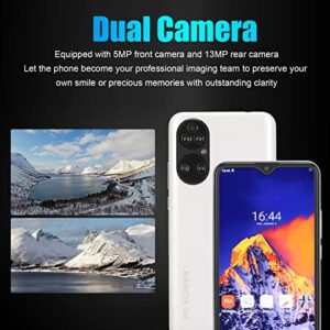 6GB 64GB Smartphone, 6GB 64GB H22 6.5 Inch Smartphone MT6580 CPU Ultra Slim Face Recognition White for Daily Life (US Plug)