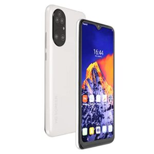 6GB 64GB Smartphone, 6GB 64GB H22 6.5 Inch Smartphone MT6580 CPU Ultra Slim Face Recognition White for Daily Life (US Plug)