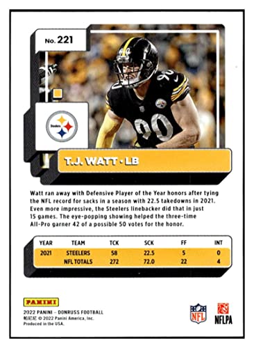 T.J. Watt 2022 Donruss #221 NM+-MT+ NFL Football Steelers