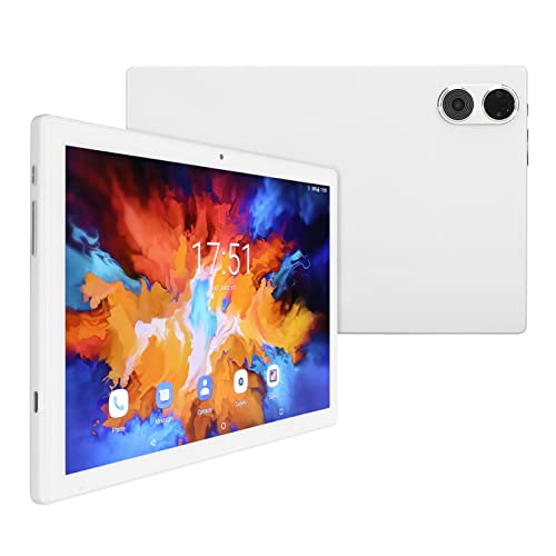 10.1 Inch HD Tablet, Octa Core Type C Charging 4G LTE Tablet 512GB Expandable HiFi Speakers 8GB RAM 128GB ROM US Plug 100-240V for Office for Learning (White)