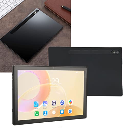 Rosvola Student Tablet, 7000mAh 2 Card Slots Office Tablet 10 Inch IPS Black 6GB RAM 256GB ROM for Gaming (US Plug)