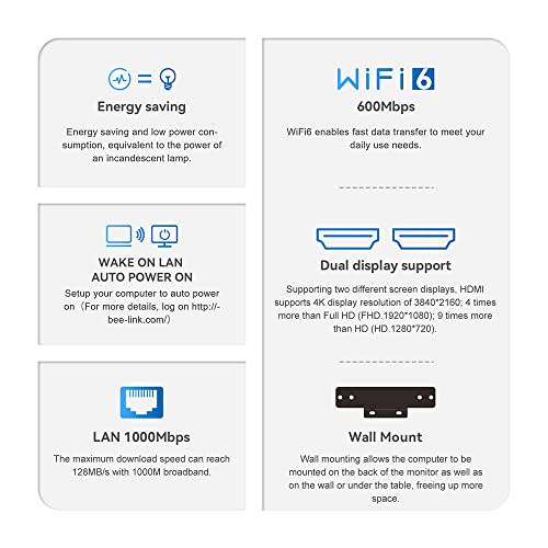 Beelink MINIS 12 PRO Mini PC with N100 Processor, 16G DDR4 500G SSD Mini Desktop PC, WiFi6, BT5.2, Dual HDMI, Ethernet LAN Business Mini Computer