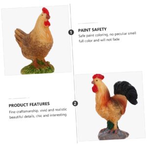 Veemoon 4pcs Simulation Rooster Hen Miniatures Figurines Outdoor Animal Statues Country Stuff Bonsai Pot Figure Bonsai Mini Ornament Miniature Garden Ornaments Landscape Figurine Crafts