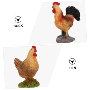 Veemoon 4pcs Simulation Rooster Hen Miniatures Figurines Outdoor Animal Statues Country Stuff Bonsai Pot Figure Bonsai Mini Ornament Miniature Garden Ornaments Landscape Figurine Crafts