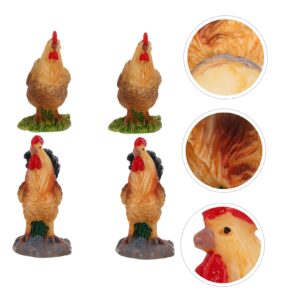 Veemoon 4pcs Simulation Rooster Hen Miniatures Figurines Outdoor Animal Statues Country Stuff Bonsai Pot Figure Bonsai Mini Ornament Miniature Garden Ornaments Landscape Figurine Crafts