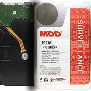 MDD (MDD14TSATA25672DVR) 14TB 7200RPM 256MB Cache SATA 6.0Gb/s 3.5inch Internal Surveillance Hard Drive - 3 Years Warranty (Renewed)