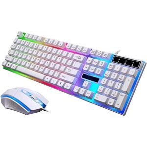 rmenst gaming keyboard and mouse combo, wired led backlit computer keyboard, wired gaming keyboard set
