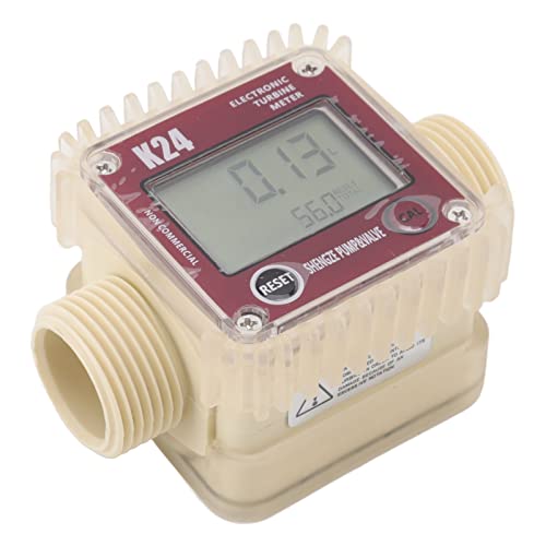 Digital Turbine Flow Meter, 4 Measure Units Electronic Fuel Meter Modular Design Large LCD Display 20BAR High Accuracy for Chemical Liquid for Kerosene