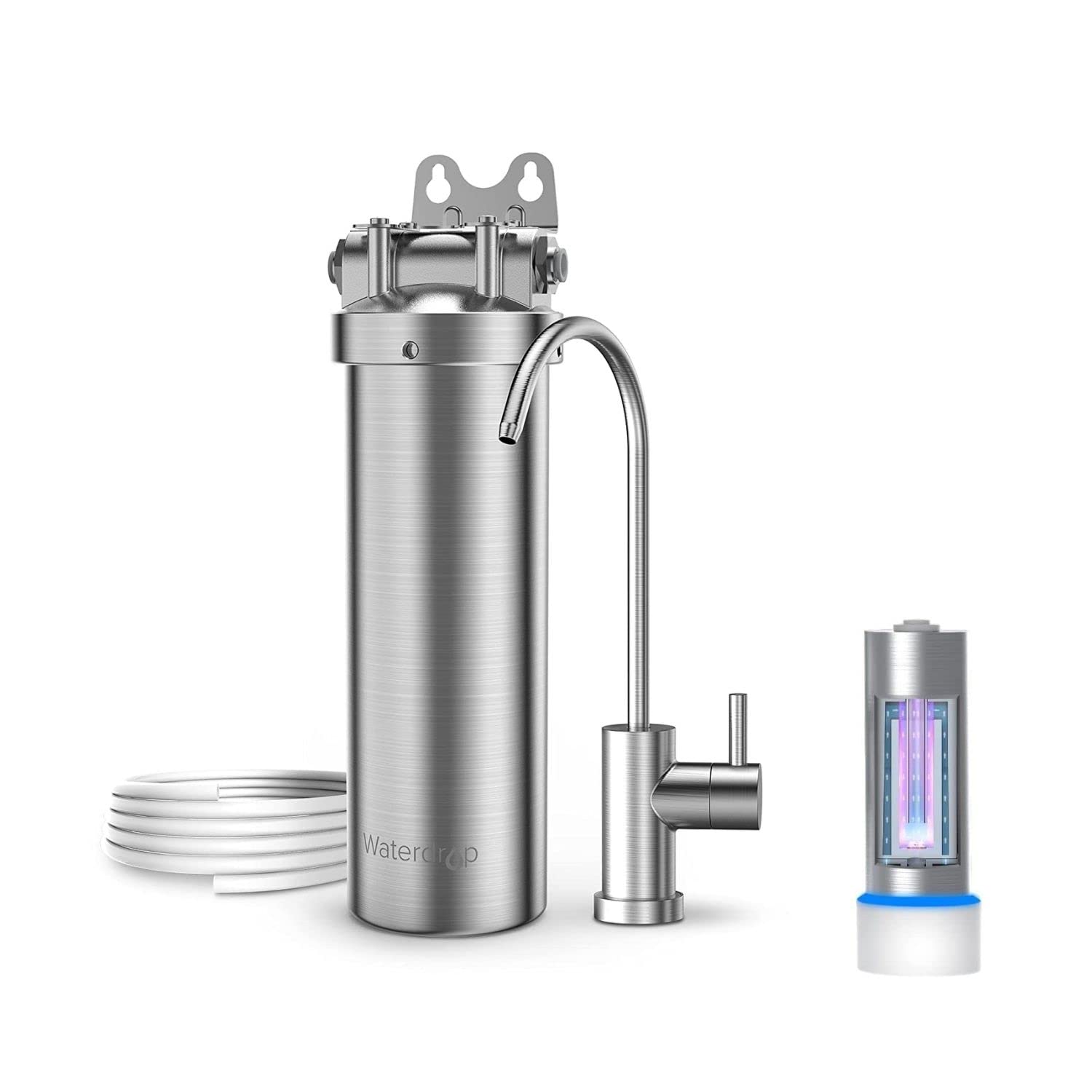 Waterdrop BS08 Under Sink Water Filter and Waterdrop LED UV͎ Ultrąviolët Water Sterilizër Filter for Kitchen