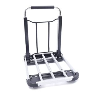 foldable platform cart, 330 lbs luggage cart folding moving dolly luggage trolley push hand truck telescopic adjustment trolley rubber wheel