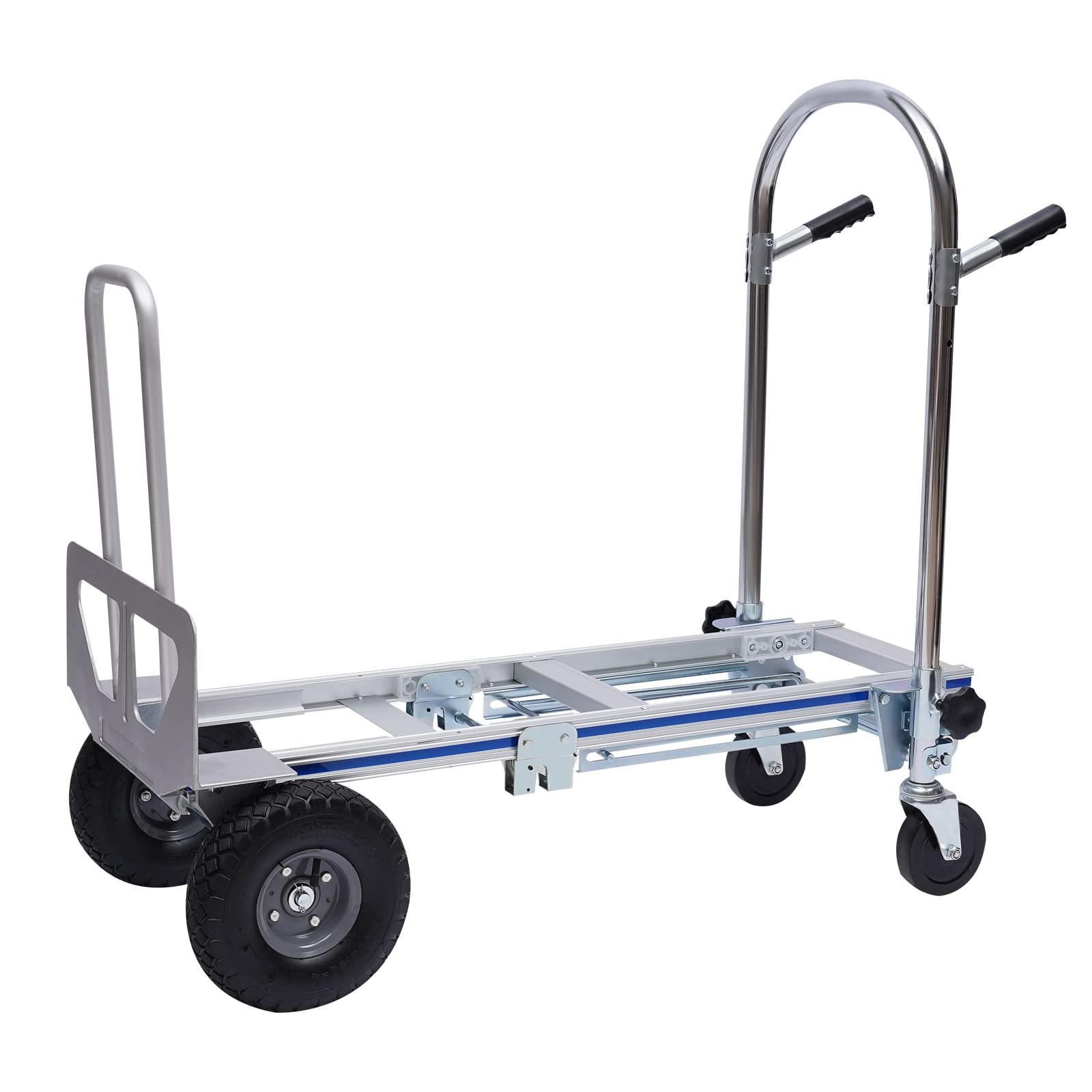 Folding Hand Truck, 700lbs Aluminum Convertible Cart 3 in1 Stair Climber Dolly Foldable Utility Dolly Rubber Wheels Silver