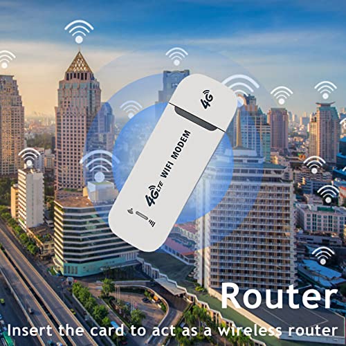 4G LTE Router Wireless USB Mobile Broadband 150Mbps Wireless Network Card Adapter, 2023 New Mobile WiFi with SIM Card Slot Car Hotspot Pocket, for Computers, Cars, Mobile Power (White)