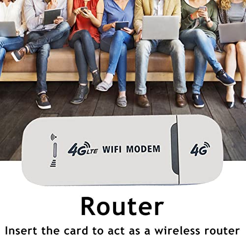 4G LTE Router Wireless USB Mobile Broadband 150Mbps Wireless Network Card Adapter, 2023 New Mobile WiFi with SIM Card Slot Car Hotspot Pocket, for Computers, Cars, Mobile Power (White)