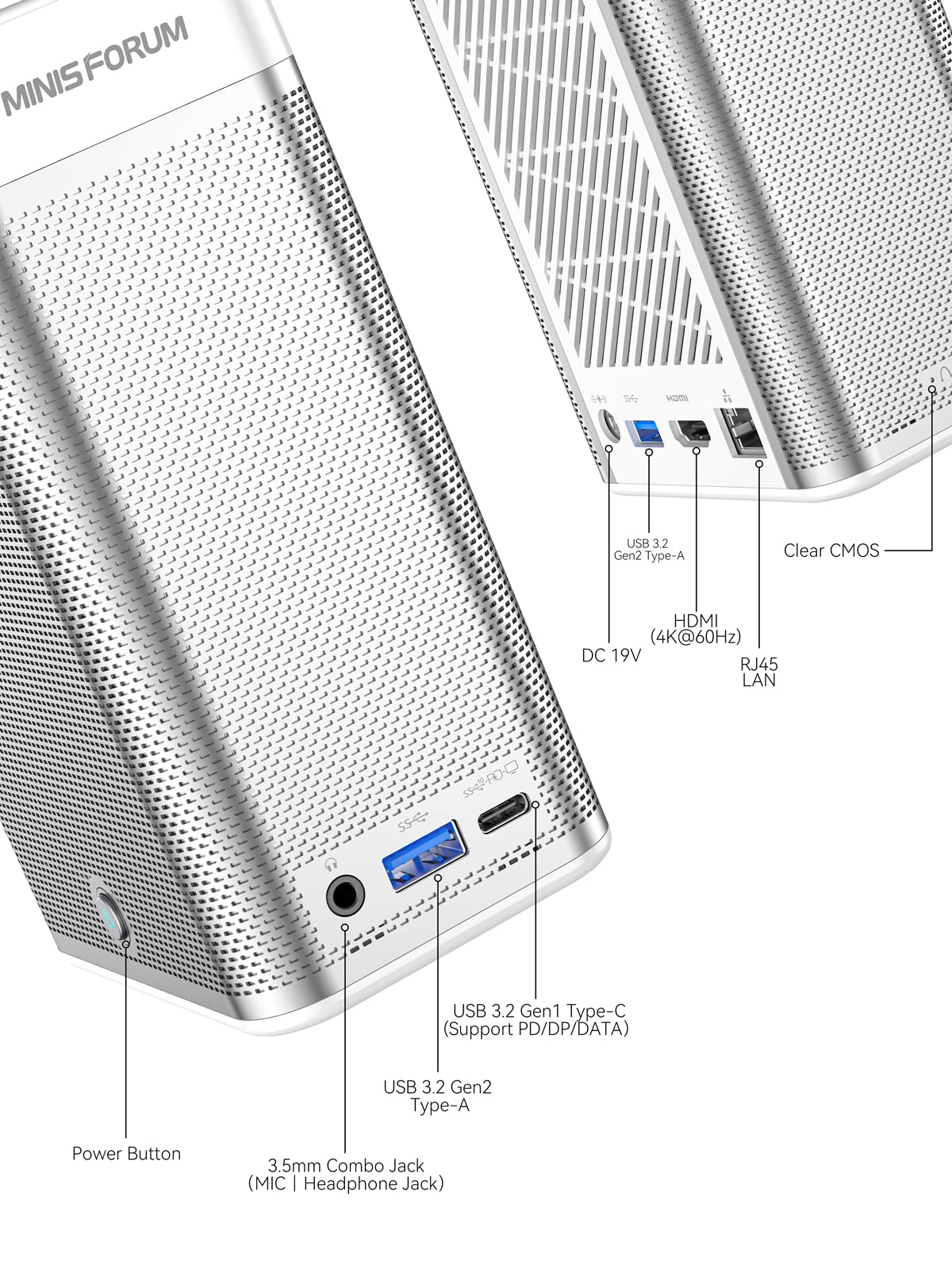 MINISFORUM MC560 Mini PC AMD Ryzen 5 5625U 6C/12T Office Desktop Computer, DDR4 32G RAM+512G PCIe SSD, HDMI/USB-C 4K@60Hz Output with QHD Camera, Dual Speaker and Dual Mic Micro PC