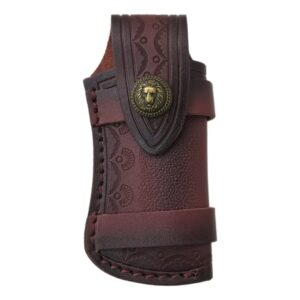 hand made carved cow leather sheath for folding knife cover pouch belt clip cowboy style fashion style bag