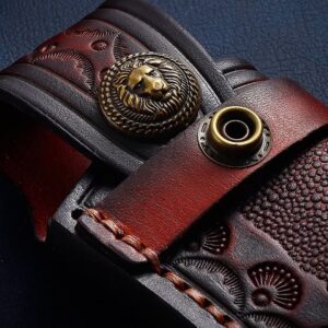 Hand Made Carved Cow Leather Sheath For Folding Knife Cover Pouch Belt Clip Cowboy style Fashion Style Bag