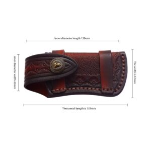 Hand Made Carved Cow Leather Sheath For Folding Knife Cover Pouch Belt Clip Cowboy style Fashion Style Bag