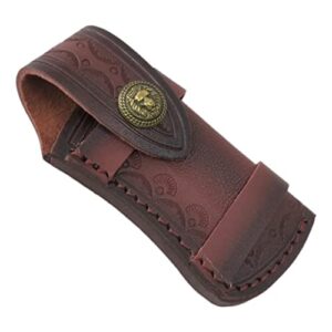 hand made carved cow leather sheath for folding knife cover pouch belt clip