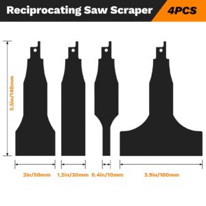 SAKER Reciprocating Saw Scraper Blade 4PCS, Blades Reciprotools as Attachment Accessoriesas and Adapter for Reciprocating Saw, Black