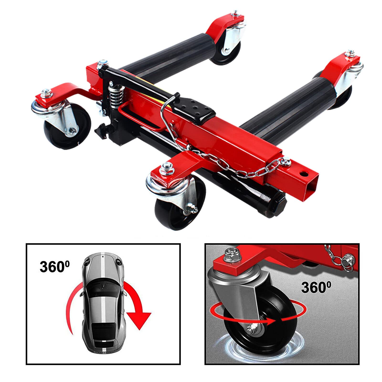 2T Hydraulic Car Wheel Dolly, 1500lbs Capacity Car Dolly Dolly Hoist Tool, Vehicle Positioning Hydraulic Tire Jack