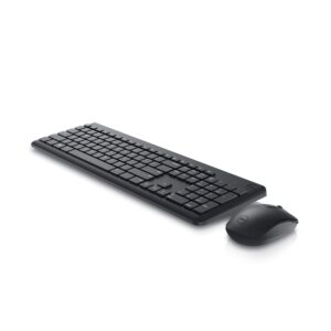 Dell Wireless Keyboard and Mouse - KM3322W, Wireless - 2.4GHz, Optical LED Sensor, Mechanical Scroll, Anti-Fade Plunger Keys, 6 Multimedia Keys, Tilt Leg - Black