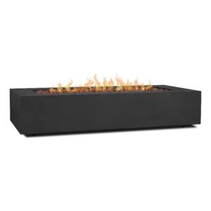 real flame aegean 70" rectangle propane fire table in black with natural gas conversion kit