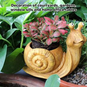 Small Snail Succulent Flower Pots Mini Plant Containers Cute Resin Snail Animal Shaped Flower Pot Succulent Planter Vintage Cactus Plant Pot for Bonsai Cactus Home Office Desktop Ornaments