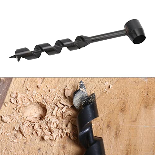 Wood Auger Drill, Carbon Steel Manual Auger Drill Black Light Weight for Woodworking(25‑230mm/0.98‑9.06in)