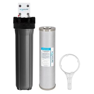 aquasure fortitude v2 series triple purpose sediment/carbon/zinc bacteria inhibiting water treatment pre-filter with housing system, large size | removes 99% of contaminants (as-fl-25scz)