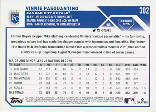 2023 Topps #302 Vinnie Pasquantino NM-MT RC Rookie Kansas City Royals Baseball Trading Card MLB